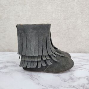 Monkey Feet Gray Suede Fringe Boots Booties Girls Size 2-3yr